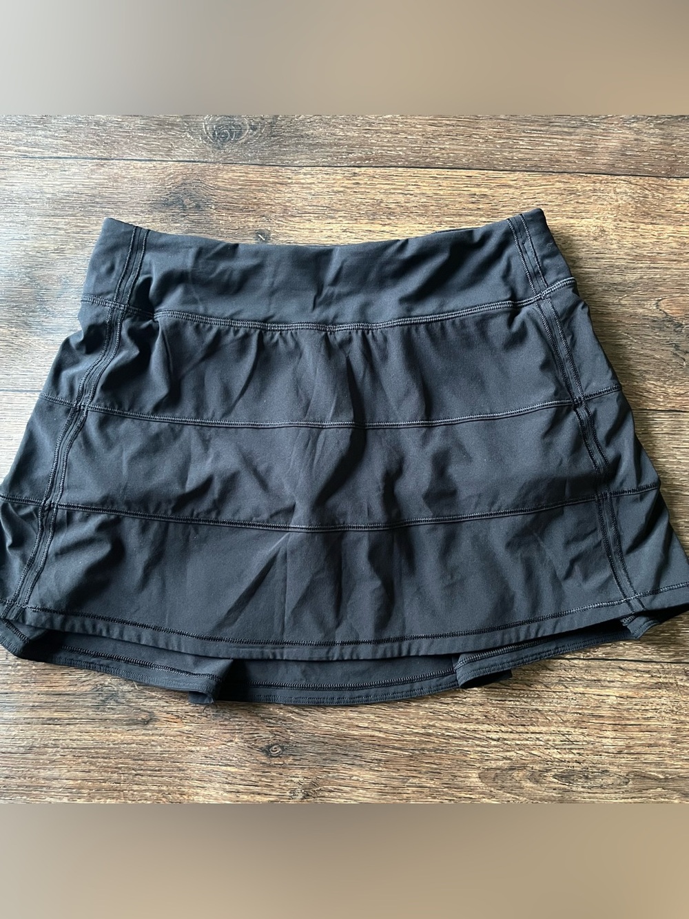 Lululemon athletica W8AACJ pace rival black skirt skort long 15” tall size 6